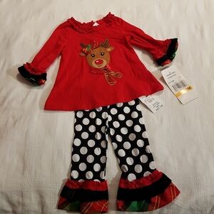 Rare, Too girls 12 months holiday ruffle pants outfit, New